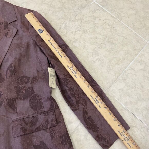 NWT Coldwater Creek classic linen blend Floral Blazer jacket women’s 10 Brown - Picture 10 of 13